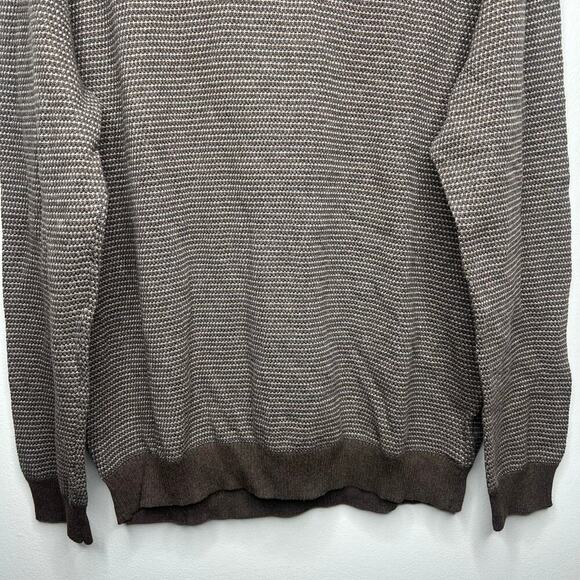 NWT Tasso Elba Men’s Shawl Neck Collar Sweater Brown Pullover XL 100% Cotton - Picture 4 of 7